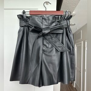 Zara Black Faux Leather Paperbag Shorts